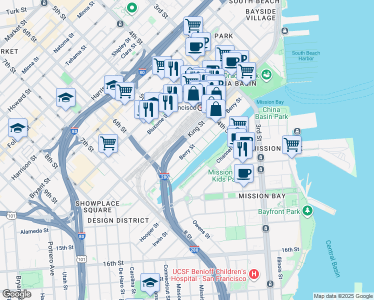 map of restaurants, bars, coffee shops, grocery stores, and more near in San Francisco