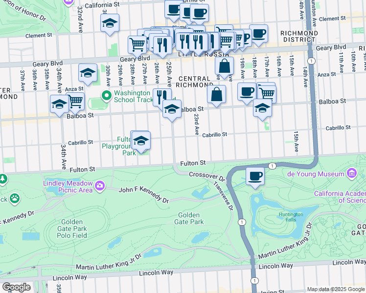 map of restaurants, bars, coffee shops, grocery stores, and more near in San Francisco