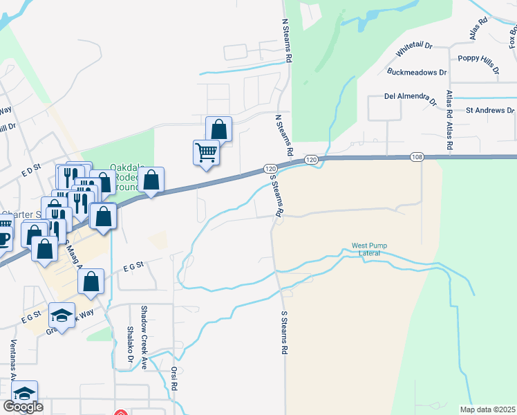 map of restaurants, bars, coffee shops, grocery stores, and more near 66 Seaman Drive in Oakdale