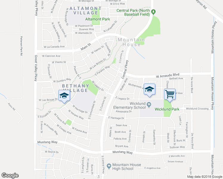 map of restaurants, bars, coffee shops, grocery stores, and more near 68 Belleza Lane in Tracy