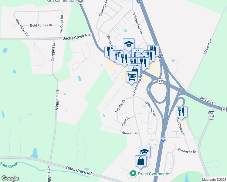 map of restaurants, bars, coffee shops, grocery stores, and more near 1058 Brandy Lane in Richmond