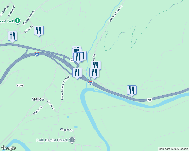map of restaurants, bars, coffee shops, grocery stores, and more near 912 Valley Ridge Road in Covington