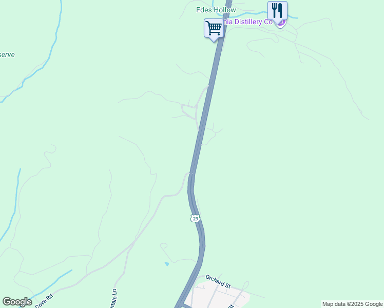 map of restaurants, bars, coffee shops, grocery stores, and more near 10247 Thomas Nelson Highway in Lovingston