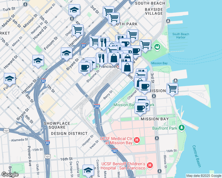 map of restaurants, bars, coffee shops, grocery stores, and more near in San Francisco