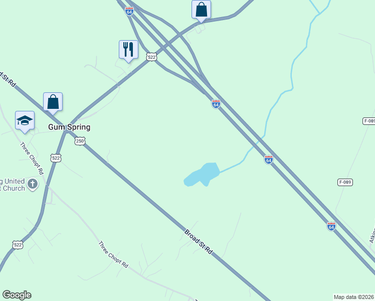 map of restaurants, bars, coffee shops, grocery stores, and more near 3112 Three Chopt Road in Gum Spring