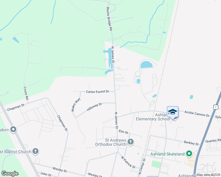 map of restaurants, bars, coffee shops, grocery stores, and more near 300 Carter Forest Drive in Ashland