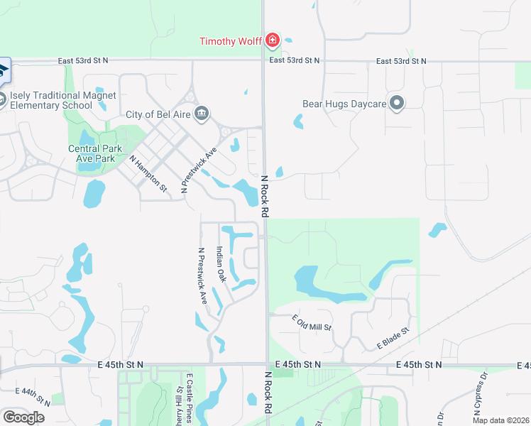 map of restaurants, bars, coffee shops, grocery stores, and more near 4983 North Rock Road in Bel Aire