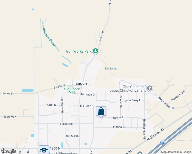 map of restaurants, bars, coffee shops, grocery stores, and more near 5630 North Enoch Road in Enoch