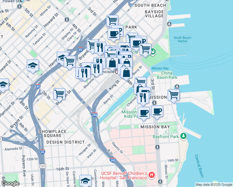 map of restaurants, bars, coffee shops, grocery stores, and more near in San Francisco