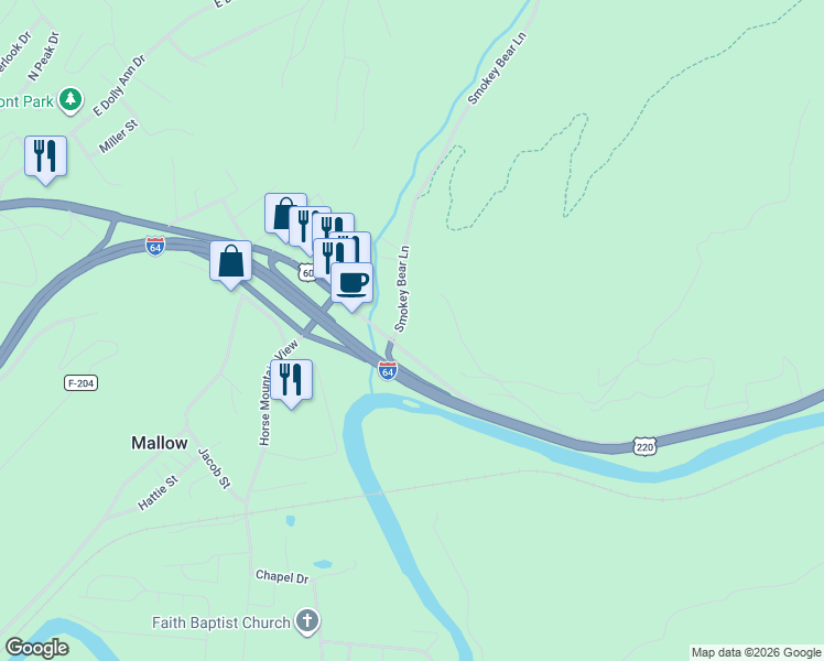 map of restaurants, bars, coffee shops, grocery stores, and more near 912 Valley Ridge Road in Covington