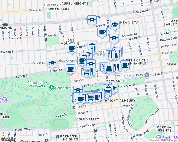 map of restaurants, bars, coffee shops, grocery stores, and more near in San Francisco