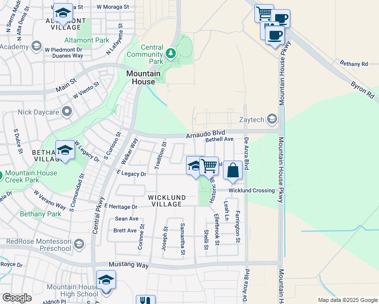 map of restaurants, bars, coffee shops, grocery stores, and more near 373 McLeod Avenue in Tracy