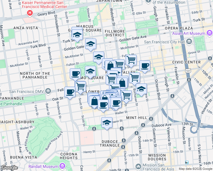 map of restaurants, bars, coffee shops, grocery stores, and more near in San Francisco