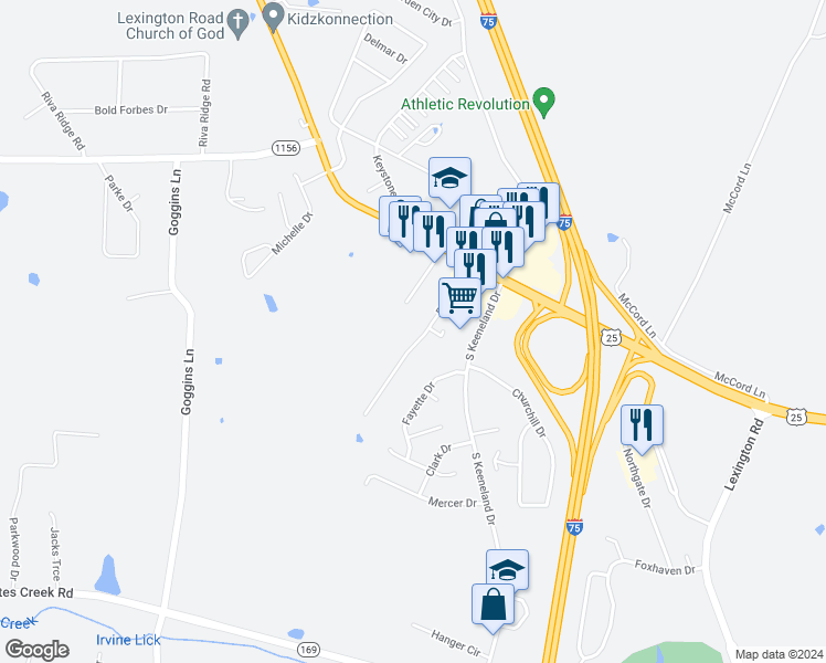 map of restaurants, bars, coffee shops, grocery stores, and more near 1046 Brandy Lane in Richmond