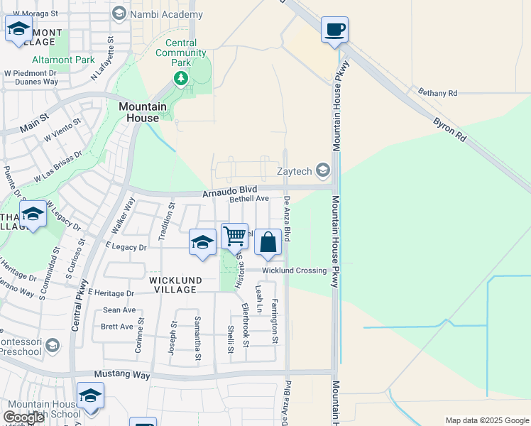 map of restaurants, bars, coffee shops, grocery stores, and more near 363 Hatheway Street in Mountain House