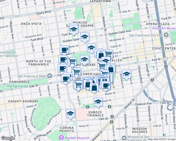 map of restaurants, bars, coffee shops, grocery stores, and more near in San Francisco