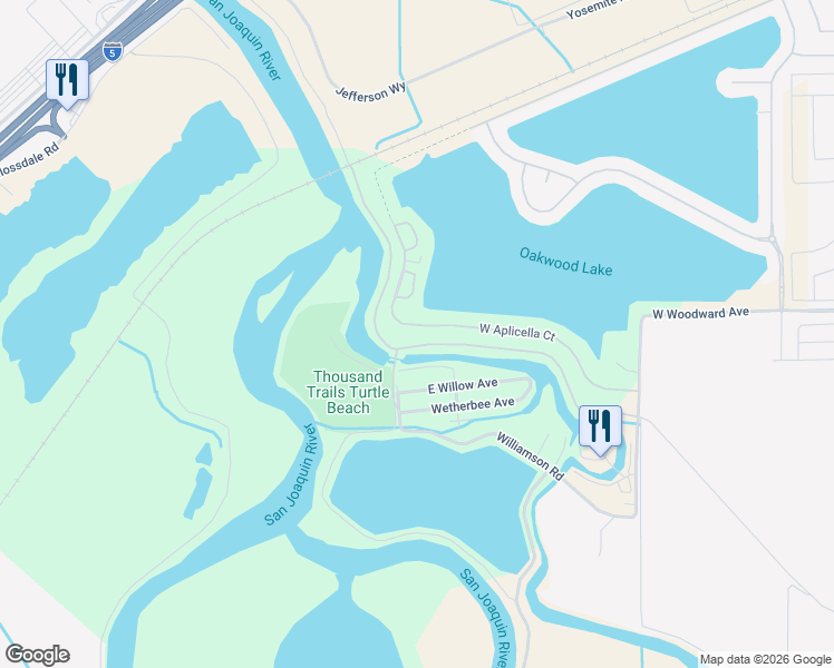 map of restaurants, bars, coffee shops, grocery stores, and more near 4388 Aplicella Court in Manteca