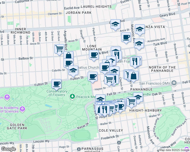 map of restaurants, bars, coffee shops, grocery stores, and more near in San Francisco