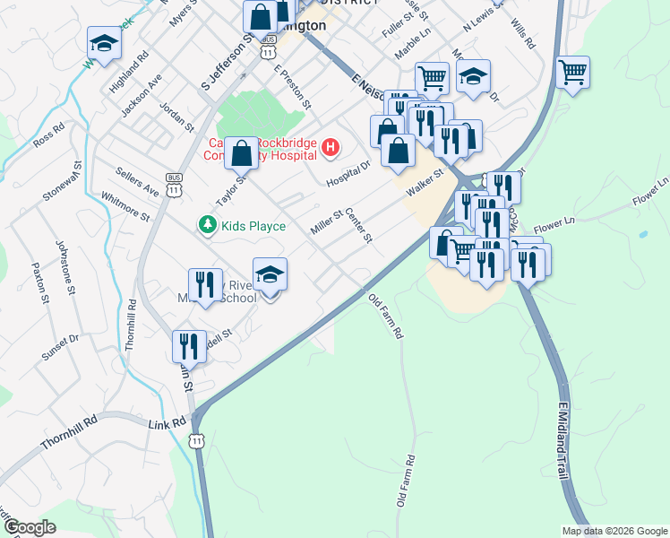map of restaurants, bars, coffee shops, grocery stores, and more near 401 Anderson Street in Lexington