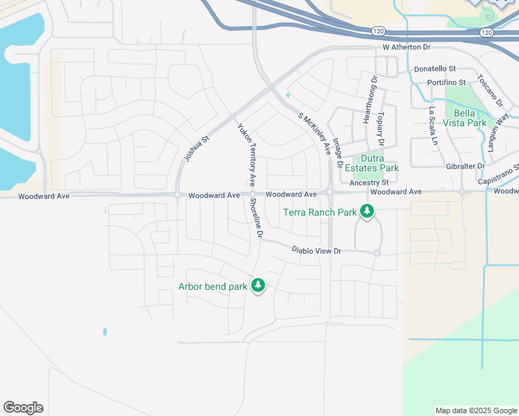 map of restaurants, bars, coffee shops, grocery stores, and more near 1849 Holland Lane in Manteca