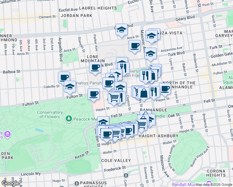 map of restaurants, bars, coffee shops, grocery stores, and more near in San Francisco