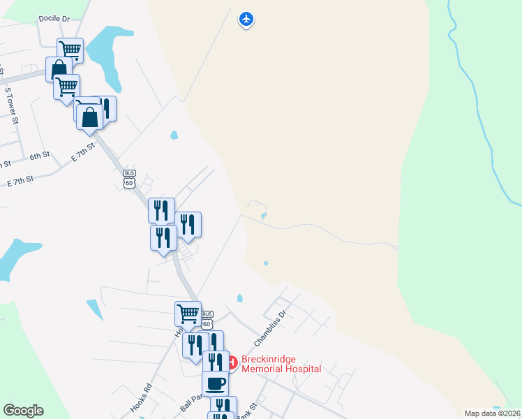 map of restaurants, bars, coffee shops, grocery stores, and more near 101 Fred Phillips Road in Harned