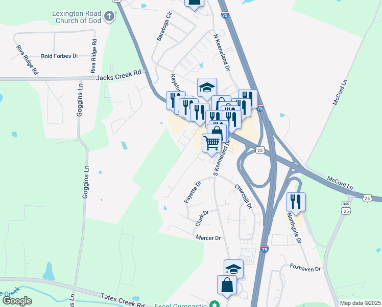 map of restaurants, bars, coffee shops, grocery stores, and more near 1046 Brandy Lane in Richmond