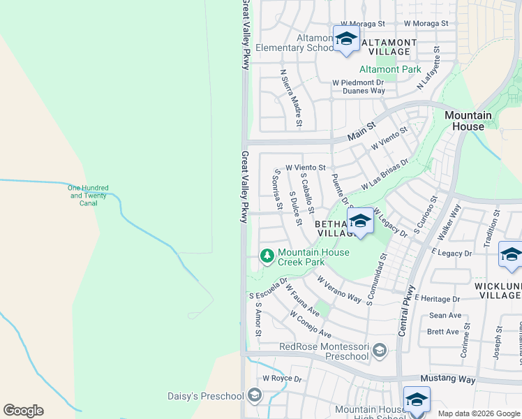 map of restaurants, bars, coffee shops, grocery stores, and more near 685 West Rico Way in Mountain House