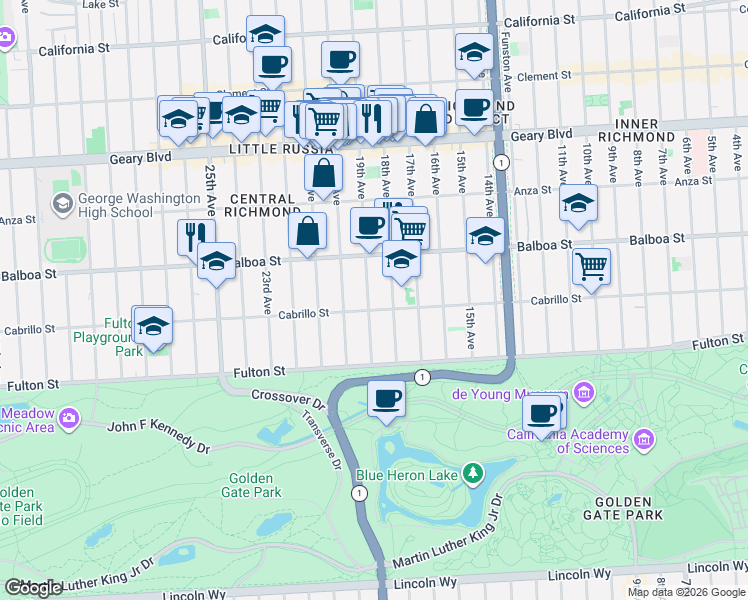 map of restaurants, bars, coffee shops, grocery stores, and more near in San Francisco