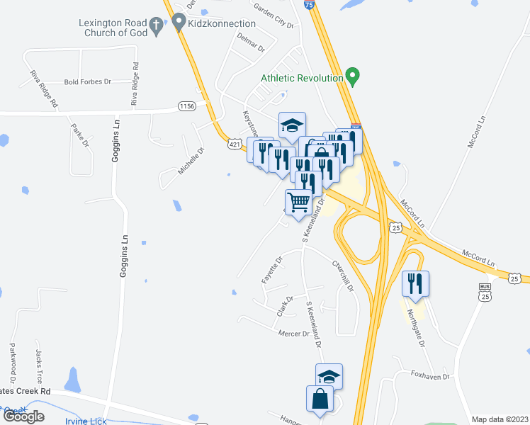 map of restaurants, bars, coffee shops, grocery stores, and more near 1046 Brandy Lane in Richmond
