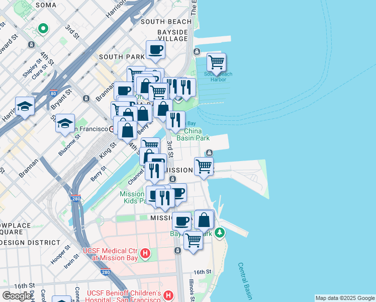map of restaurants, bars, coffee shops, grocery stores, and more near in San Francisco