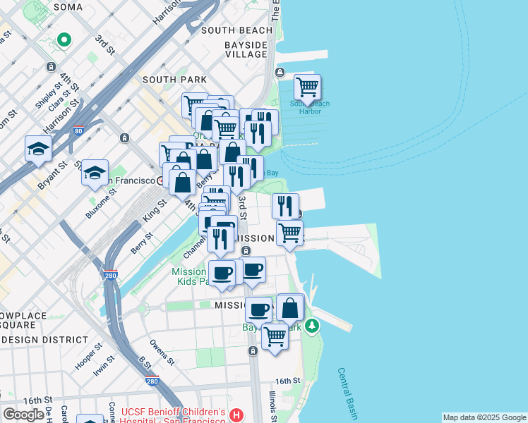 map of restaurants, bars, coffee shops, grocery stores, and more near in San Francisco