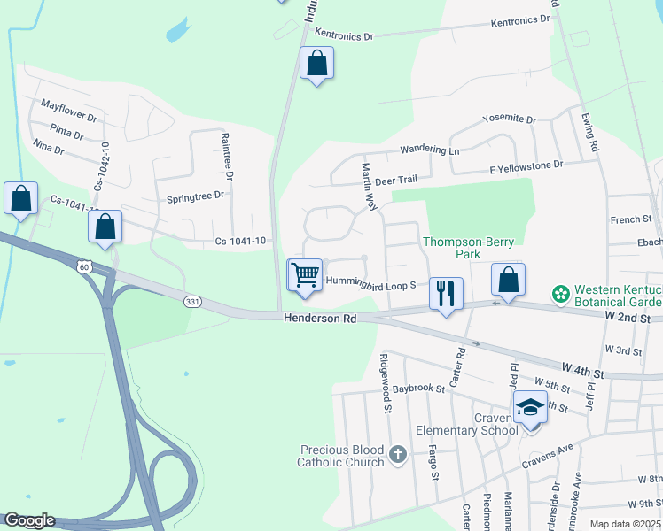 map of restaurants, bars, coffee shops, grocery stores, and more near 170 Cs-1089 in Owensboro