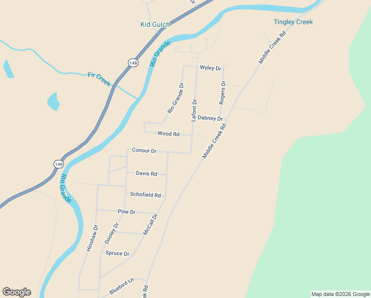 map of restaurants, bars, coffee shops, grocery stores, and more near 203 Lafont Drive in Creede