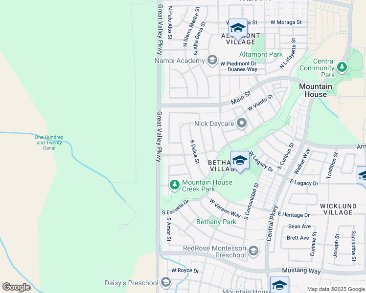 map of restaurants, bars, coffee shops, grocery stores, and more near 232 South Sonrisa Street in Tracy