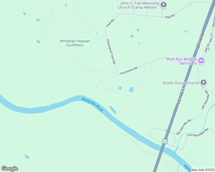 map of restaurants, bars, coffee shops, grocery stores, and more near 1260 Poortown Road in Nicholasville