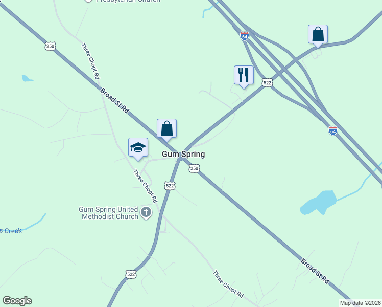 map of restaurants, bars, coffee shops, grocery stores, and more near in Gum Spring