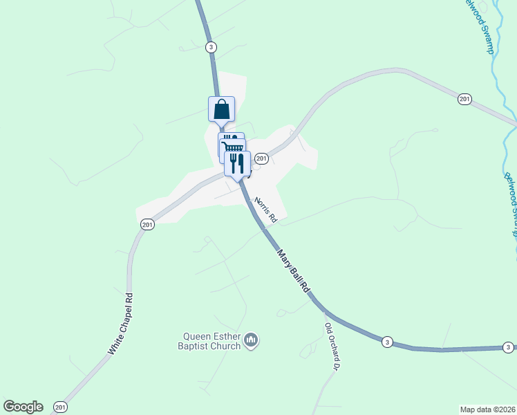 map of restaurants, bars, coffee shops, grocery stores, and more near 5541 Mary Ball Road in Lancaster