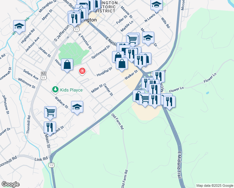 map of restaurants, bars, coffee shops, grocery stores, and more near 222 Summit Street in Lexington