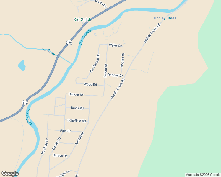 map of restaurants, bars, coffee shops, grocery stores, and more near 203 La Font Drive in Creede