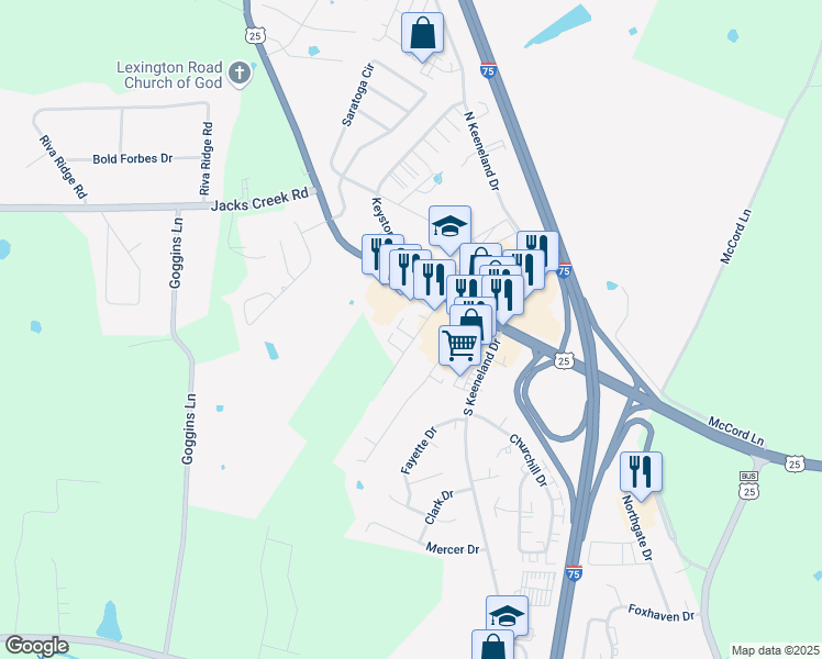 map of restaurants, bars, coffee shops, grocery stores, and more near 104 Industrial Drive in Richmond