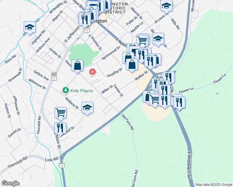 map of restaurants, bars, coffee shops, grocery stores, and more near 304 Walker Street in Lexington