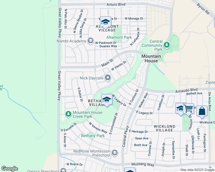 map of restaurants, bars, coffee shops, grocery stores, and more near 459 West Las Brisas Drive in Tracy