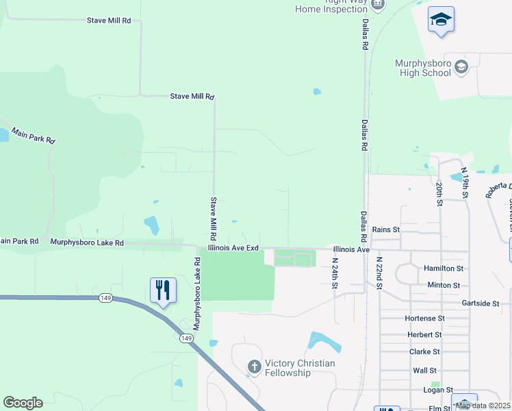 map of restaurants, bars, coffee shops, grocery stores, and more near 127 Cherry Lane in Murphysboro