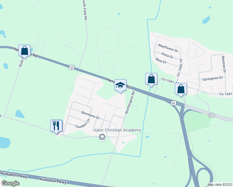 map of restaurants, bars, coffee shops, grocery stores, and more near 300 Worthington Road in Owensboro