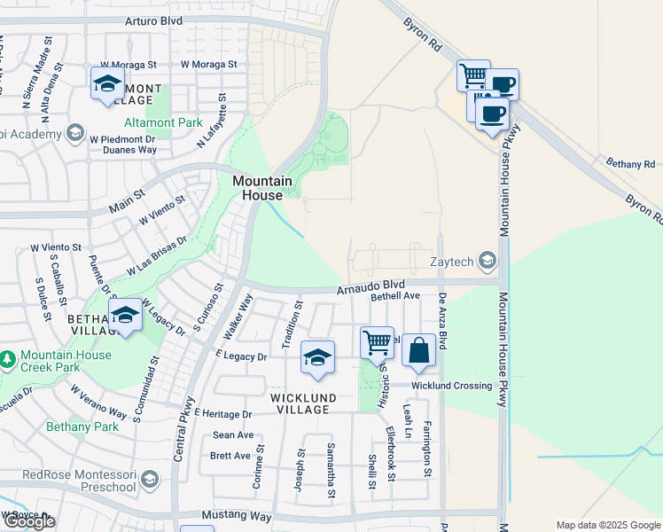 map of restaurants, bars, coffee shops, grocery stores, and more near 253 Carroll Street in Tracy
