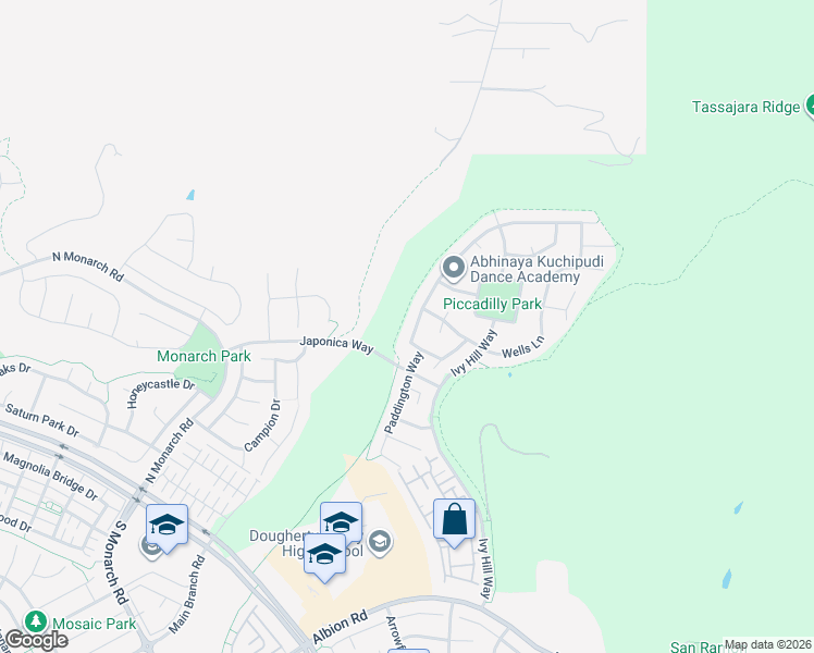 map of restaurants, bars, coffee shops, grocery stores, and more near 5156 Chiltern Lane in San Ramon