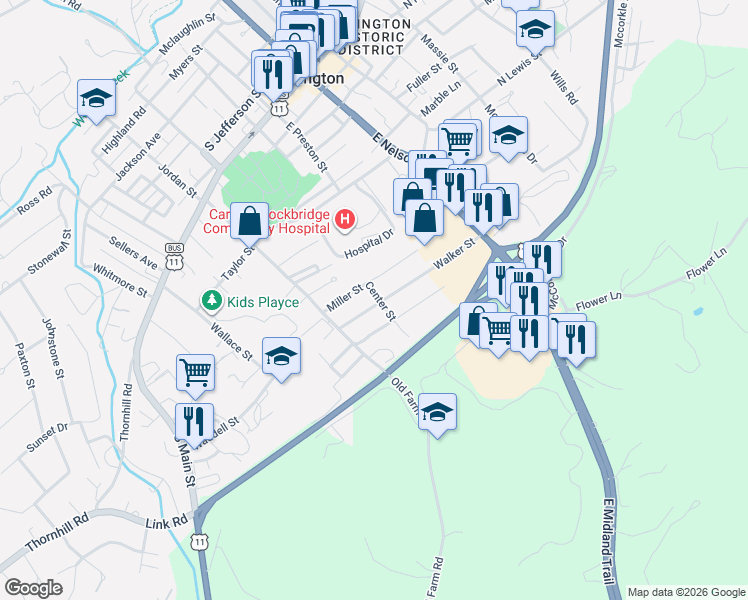 map of restaurants, bars, coffee shops, grocery stores, and more near 304 Walker Street in Lexington