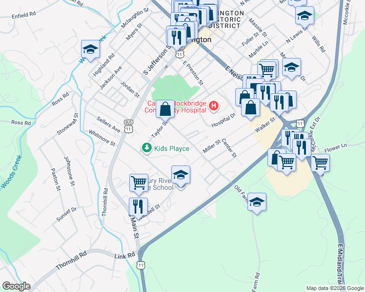 map of restaurants, bars, coffee shops, grocery stores, and more near 127 Houston St in Lexington