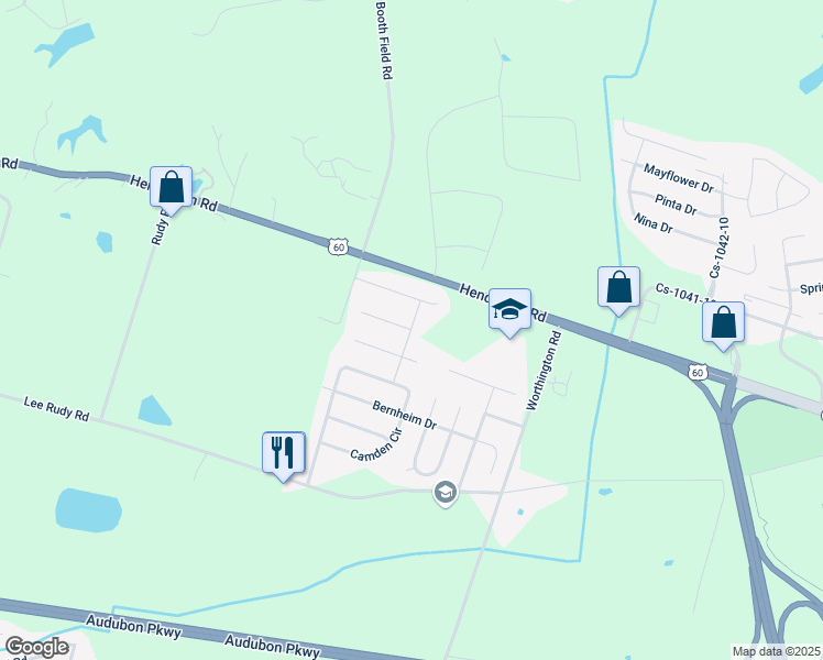 map of restaurants, bars, coffee shops, grocery stores, and more near Brixton Drive in Owensboro